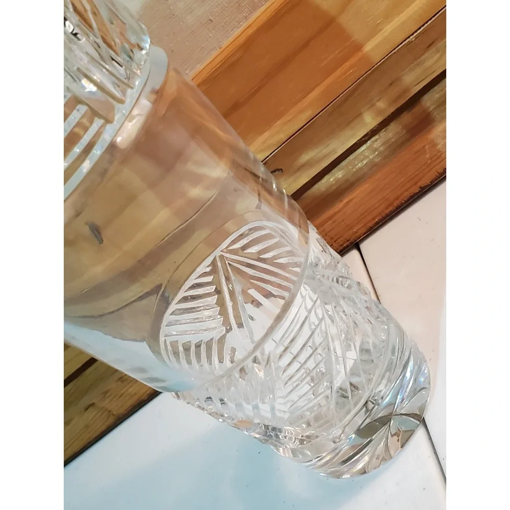 Vase By Villeroy & Boch Lead Crystal Cut Glass Geometric Pattern Heavy 9